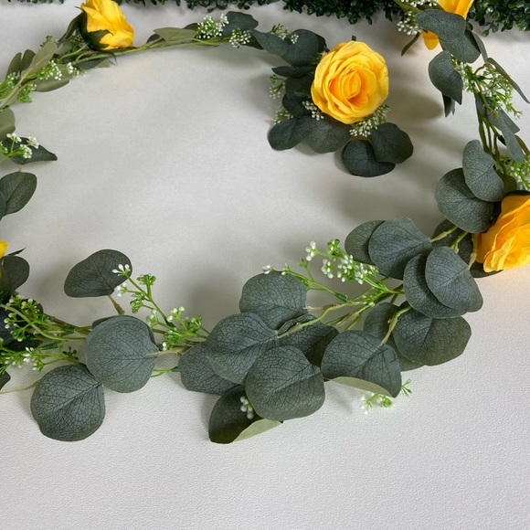 6.5 Foot Custom Eucalyptus Seeded Rose Flower Garlands Various Colors Available - Picture 7 of 8